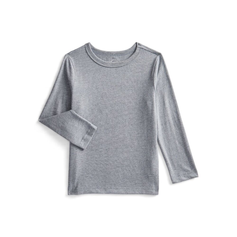 Girls Long Sleeve Crewneck T-Shirt, Medium Grey Heather